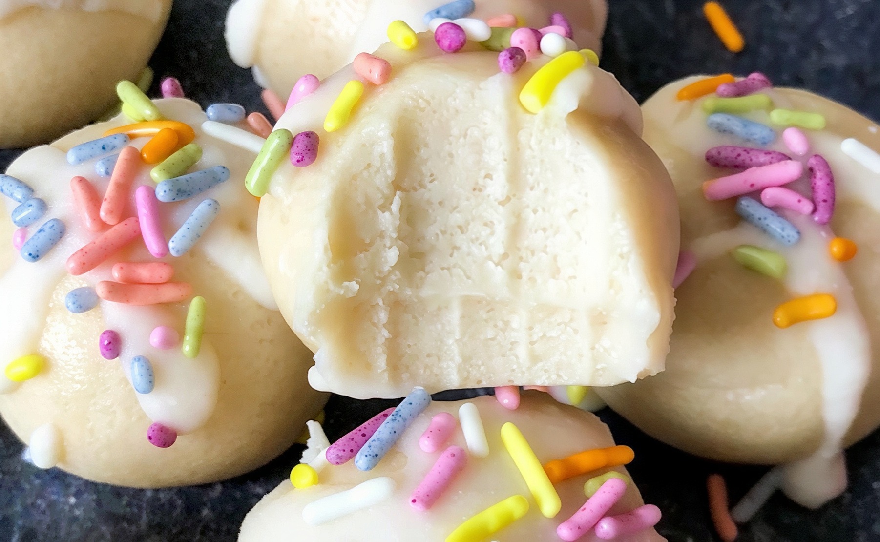 Birthday Cake Coconut Protein Balls