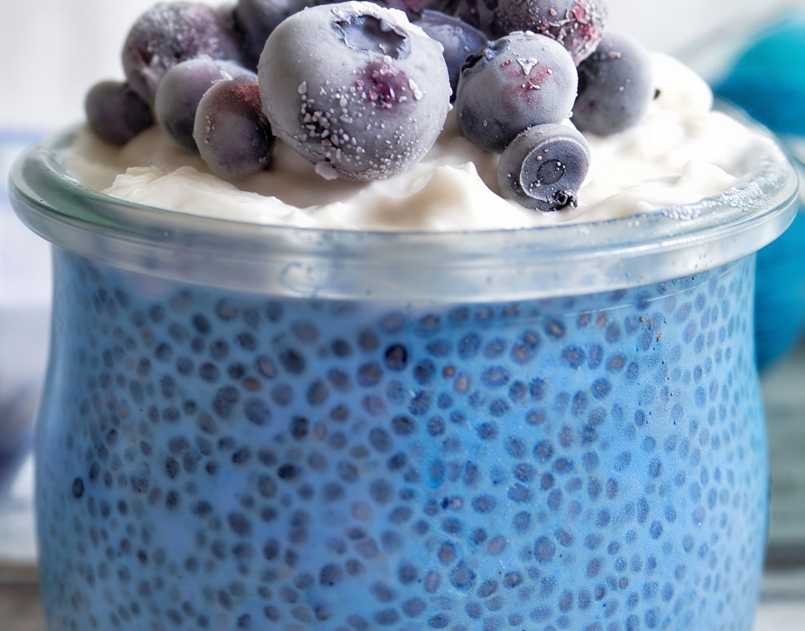 Blue Spirulina Chia Protein Pudding
