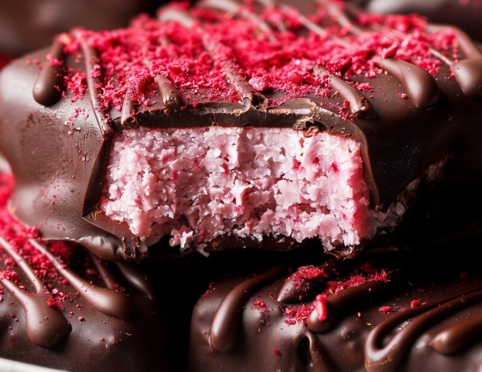 Chocolate Raspberry Coconut Protein Bars
